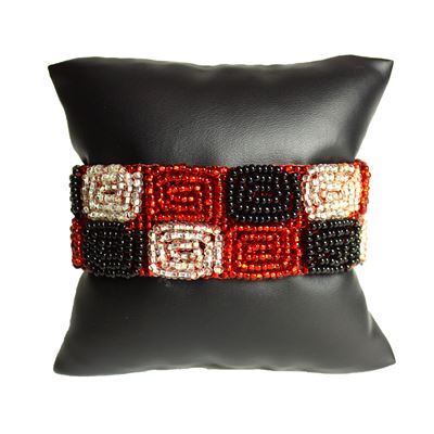 Spiral Bracelet - #406 Red, Black, Crystal, Double Magnetic Clasp!