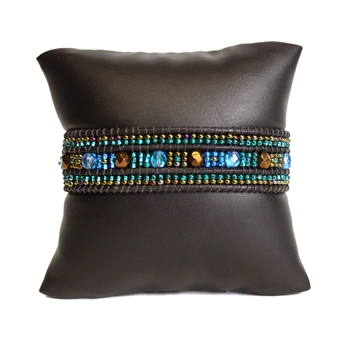 Leather Crystal Bracelet - #106 Desert Sunset, Magnetic Clasp!