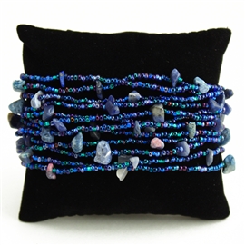 12 Strand with Stones Bracelet - #108 Blue, Magnetic Clasp!