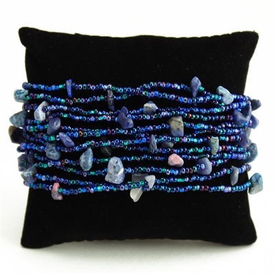 12 Strand with Stones Bracelet - #108 Blue, Magnetic Clasp!