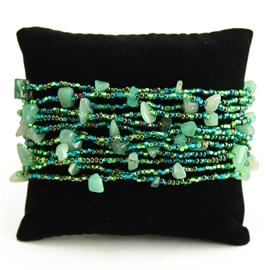 12 Strand with Stones Bracelet - #109 Green, Magnetic Clasp!