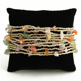 12 Strand with Stones Bracelet - #160 Metallic, Magnetic Clasp!