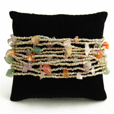 12 Strand with Stones Bracelet - #160 Metallic, Magnetic Clasp!