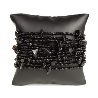 12 Strand with Stones Bracelet - #200 Black, Magnetic Clasp!