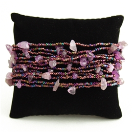 12 Strand with Stones Bracelet - #210 Purple, Magnetic Clasp!