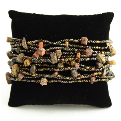 12 Strand with Stones Bracelet - #262 Jasper, Bronze, Blue, Magnetic Clasp!