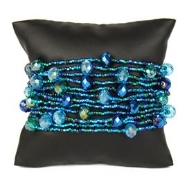 12 Strand with Crystals Bracelet - #108 Blue, Magnetic Clasp!