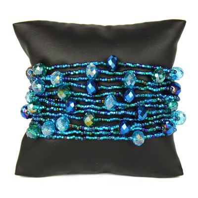 12 Strand with Crystals Bracelet - #108 Blue, Magnetic Clasp!