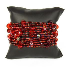 12 Strand with Crystals Bracelet - #111 Red Garnet, Magnetic Clasp!
