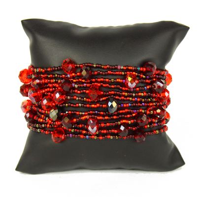12 Strand with Crystals Bracelet - #111 Red Garnet, Magnetic Clasp!