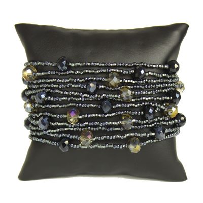 12 Strand with Crystals Bracelet - #112 Hematite, Magnetic Clasp!