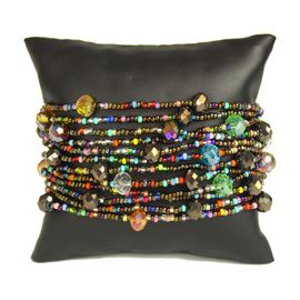 12 Strand with Crystals Bracelet - #152 Bronze and Multi, Magnetic Clasp!