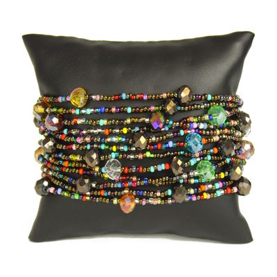 12 Strand with Crystals Bracelet - #152 Bronze and Multi, Magnetic Clasp!