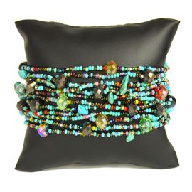12 Strand with Crystals Bracelet - #153 Turquoise, Bronze, Multi, Magnetic Clasp!