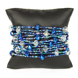 12 Strand with Crystals Bracelet - #170 Blue and Crystal, Magnetic Clasp!