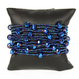 12 Strand with Crystals Bracelet - #202 Blue Iris, Magnetic Clasp!