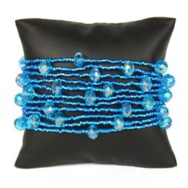 12 Strand with Crystals Bracelet - #208 Light Blue, Magnetic Clasp!