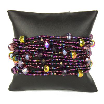 12 Strand with Crystals Bracelet - #210 Purple, Magnetic Clasp!