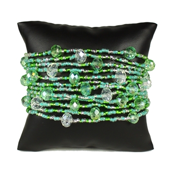 12 Strand with Crystals Bracelet - #237 Kelly Green, Magnetic Clasp!