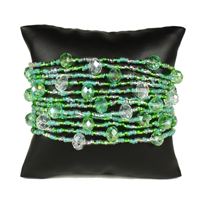 12 Strand with Crystals Bracelet - #237 Kelly Green, Magnetic Clasp!