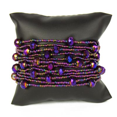 12 Strand with Crystals Bracelet - #352 Iris Mix, Magnetic Clasp!