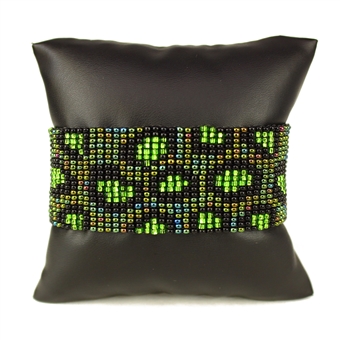 Leopard Bracelet - #373 Green Iris, Lime, Black, Magnetic Clasp!