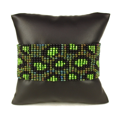 Leopard Bracelet - #373 Green Iris, Lime, Black, Magnetic Clasp!