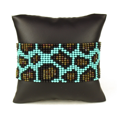 Leopard Bracelet - #139 Turquoise, Black, Bronze, Magnetic Clasp!