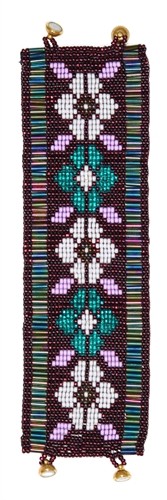 Floral Bugle Cuff - #356 Purple and Green Iris, Double Magnetic Clasp!