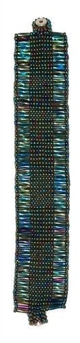 Solid with Bugle Beads Bracelet - #203 Green Iris, Magnetic Clasp!
