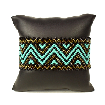 Zig Zag Bracelet - #139 Turquoise, Bronze, Black, Magnetic Clasp!