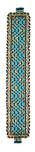 Zig Zag Bracelet - #388 Turquoise, Gold, Black, Magnetic Clasp!