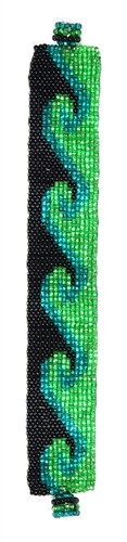 Wave Bracelet - #382 Emerald, Lime, Black, Magnetic Clasp!
