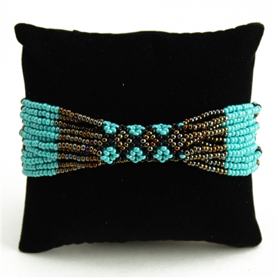 Zulu Bracelet - #139 Turquoise, Bronze, Black, Magnetic Clasp!