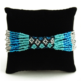 Zulu Bracelet - #144 Turquoise, Black, Crystal, Magnetic Clasp!