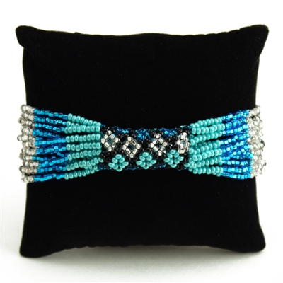 Zulu Bracelet - #144 Turquoise, Black, Crystal, Magnetic Clasp!