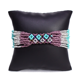 Zulu Bracelet - #145 Turquoise, Purple, Crystal, Magnetic Clasp!