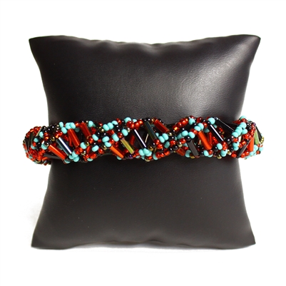 DNA Bracelet - #138 Turquoise and Red, Magnetic Clasp!