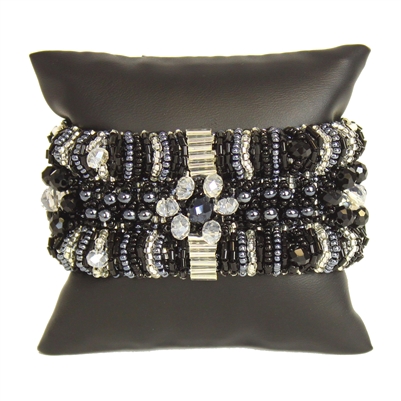 Bugle Delight - #102 Black and Crystal, Double Magnetic Clasp!