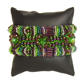 Bugle Delight - #288 Purple, Green, Crystal, Double Magnetic Clasp!