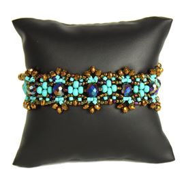 Crystalicious Bracelet - #131 Turquoise and Bronze, Double Magnetic Clasp!