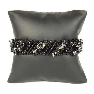 Diagonal Bracelet - #102 Black and Crystal, Double Magnetic Clasp!