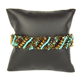Diagonal Bracelet - #131 Turquoise and Bronze, Double Magnetic Clasp!