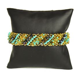Diagonal Bracelet - #132 Turquoise and Gold, Double Magnetic Clasp!