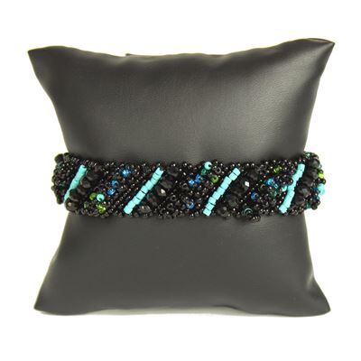 Diagonal Bracelet - #133 Turquoise and Black, Double Magnetic Clasp!