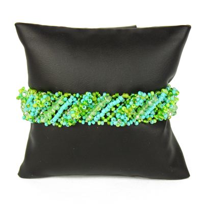 Diagonal Bracelet - #134 Turquoise and Lime, Double Magnetic Clasp!
