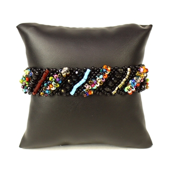 Diagonal Bracelet - #151 Black and Multi, Double Magnetic Clasp!