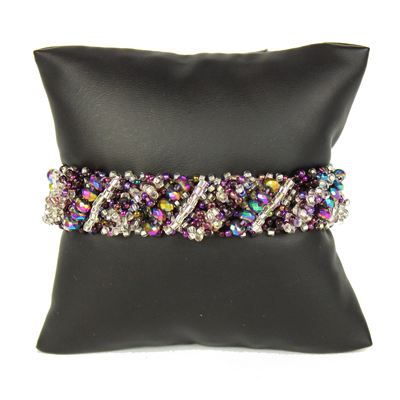 Diagonal Bracelet - #172 Purple and Crystal, Double Magnetic Clasp!