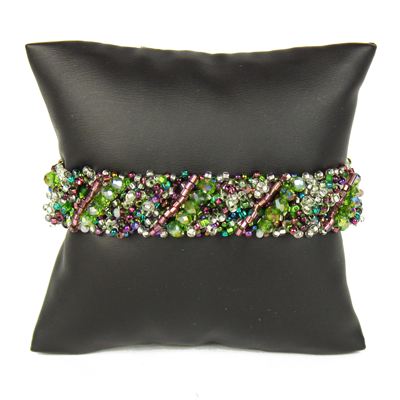 Diagonal Bracelet - #288 Purple, Green, Crystal, Double Magnetic Clasp!