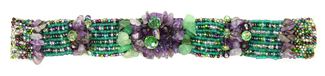 Penelope Bracelet - #288 Purple, Green, Crystal, Double Magnetic Clasp!